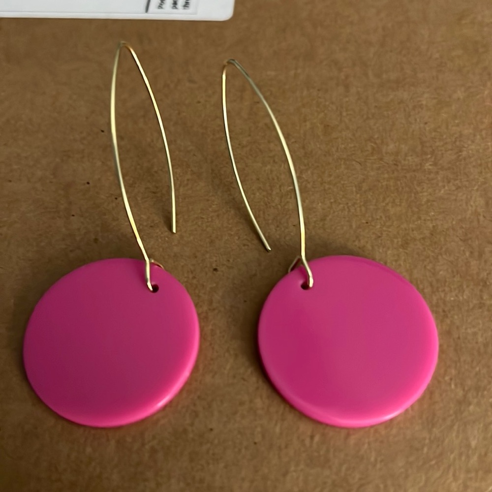 Uncommon James Acrylic Gold Pink Disc Earrings